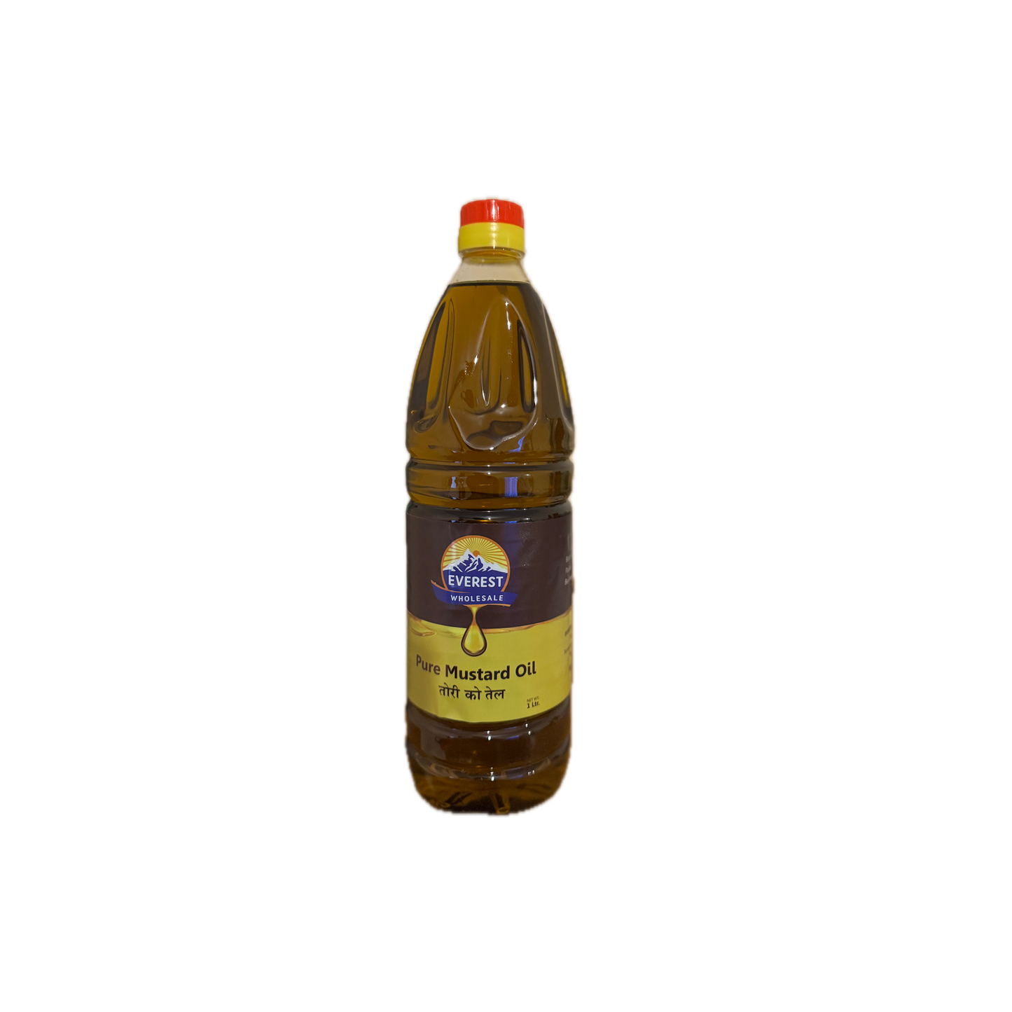 Bottle of Everest Pure Mustard Oil on a white background