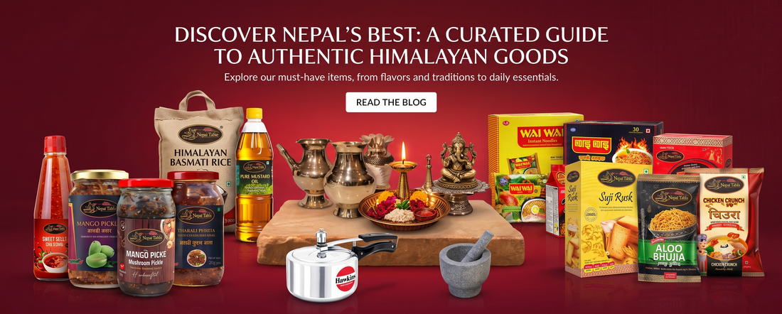 Buy Nepali groceries online UK – Your Kathmandu banner with products on it