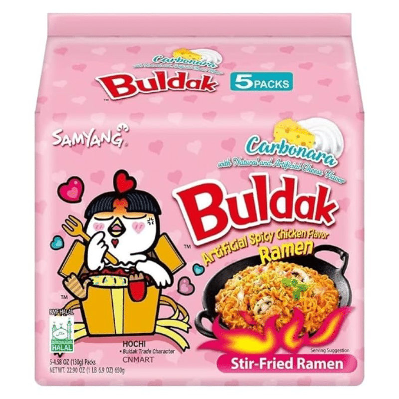 Buldak Carbonara Noodles 5 Pack – authentic Nepali product available in the UK