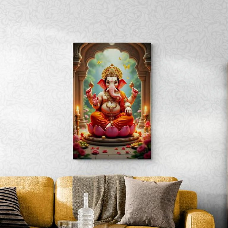 Lord Ganesha Canvas Wall Art – Blessings & Positivity image 1