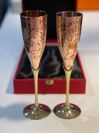Handmade Champagne Glass set – authentic Nepali product available in the UK