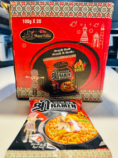 Shree Ramen Akbare Noodles Box 100g x 20 – authentic Nepali product available in the UK