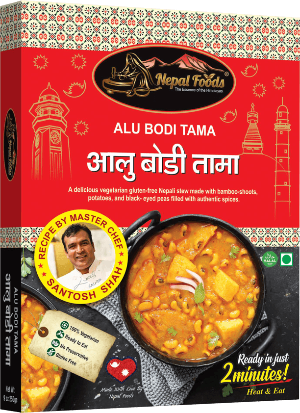 HEAT AND EAT ALU BODI TAMA 250G – authentic Nepali product available in the UK