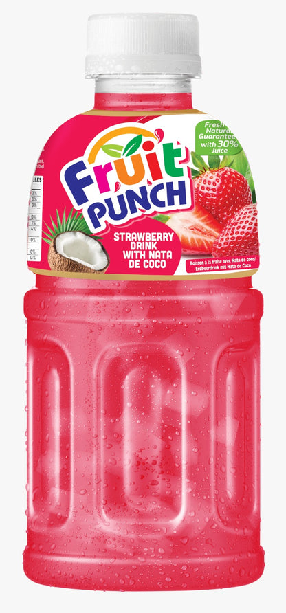 Strawberry Juice with Nata de Coco 320ml x 6 (6 pack) – authentic Nepali product available in the UK