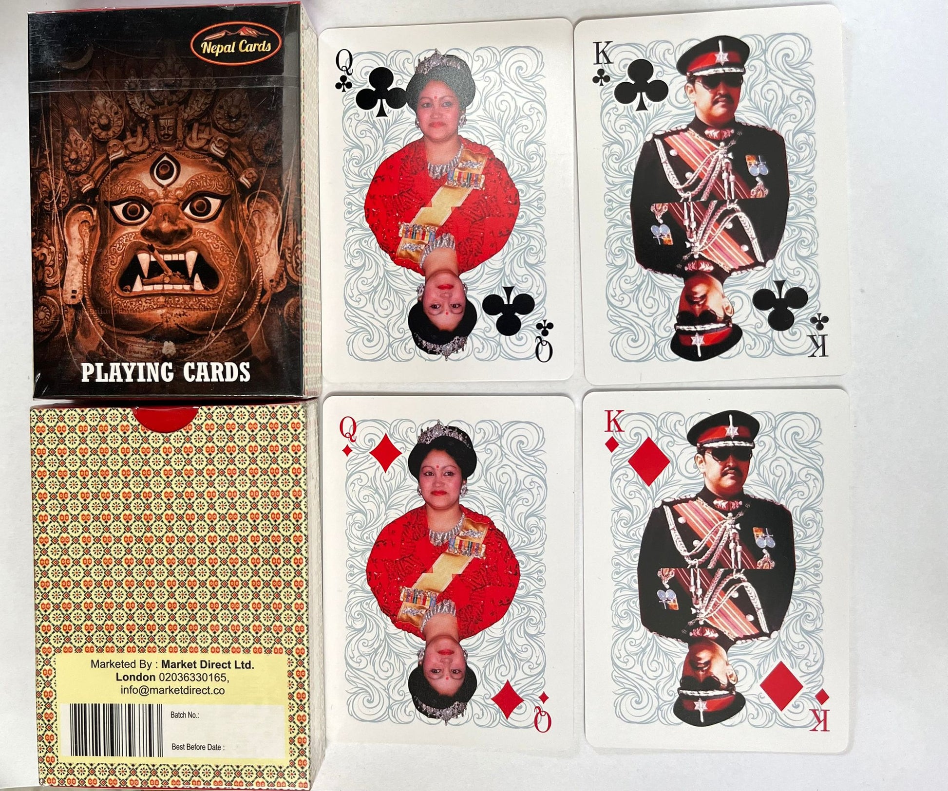 Playing cards with late King and Queen – authentic Nepali product available in the UK