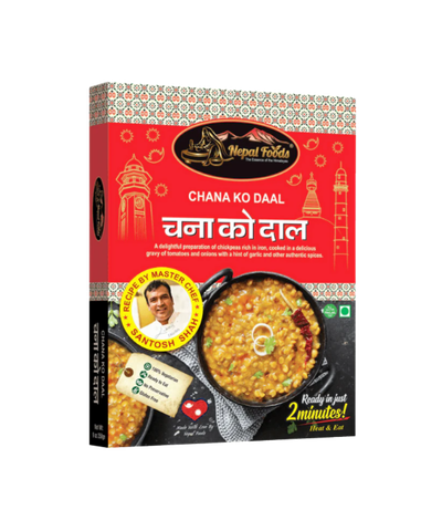 Box of Chana Ko Daal with Nepali text and images on a white background