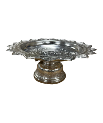 silver Dashain tika thali płate