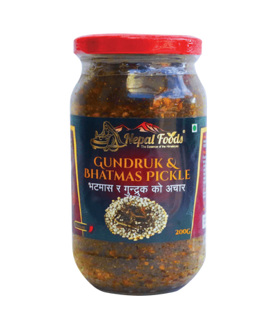 Gundruk Bhatmas Pickle 200g – Nepali Fermented Greens & Soybean Achar | Buy in UK