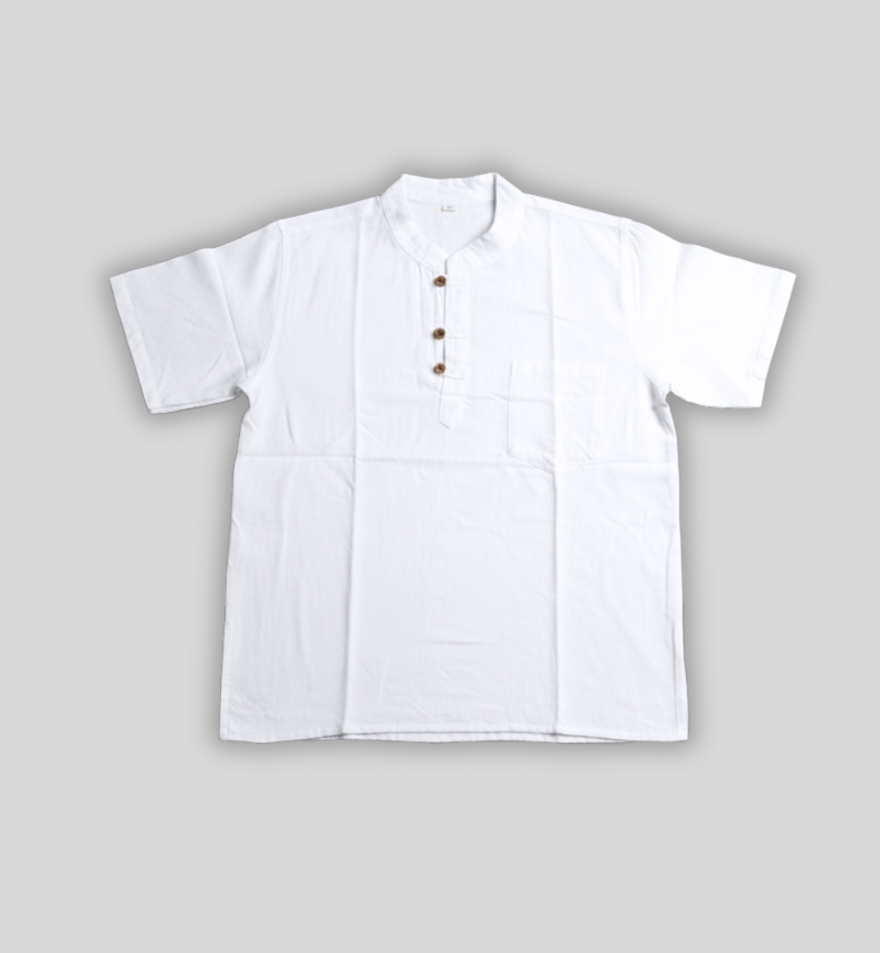 White Half Sleeve Kurtha- Made in Nepal