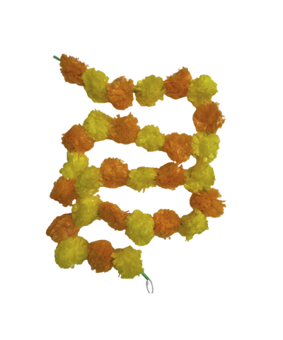 Decorative number '5' made of orange and yellow flowers on a white background