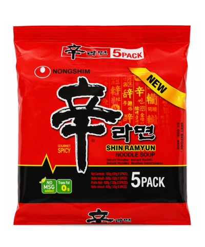 Nongshim Shin Ramyun – 5 Pack | Korean Spicy Noodles | Buy in UK