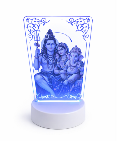 LED lamp with images of Shiva parwati on a white background