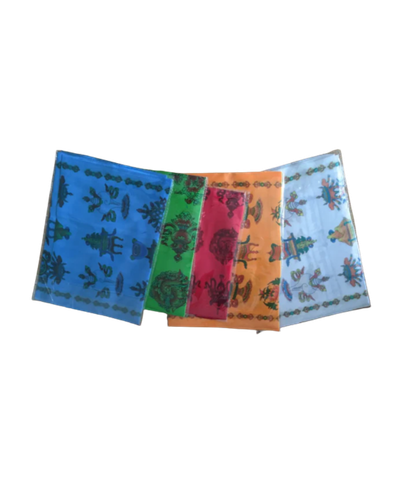 Four colorful Shawl with floral patterns on a white background