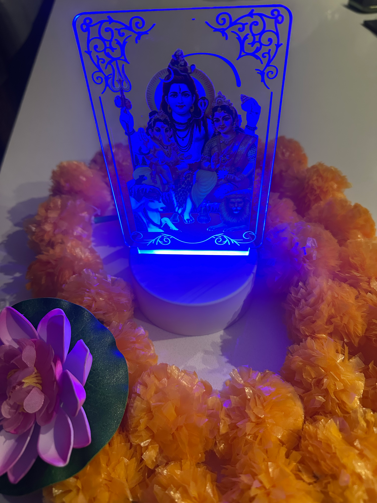 Shiva Parvati And Ganesh ji Frame with Led Light  image 0