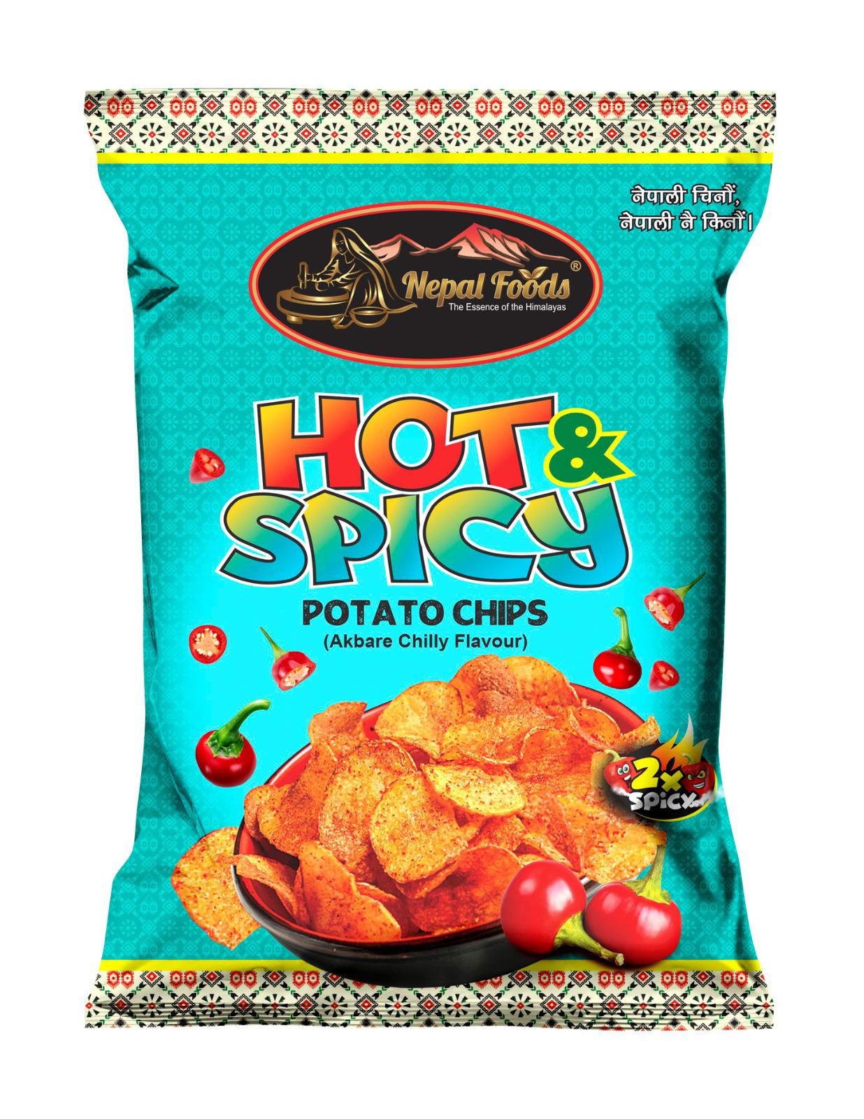 Hot and Spicy Potato Chips 55g – authentic Nepali product available in the UK