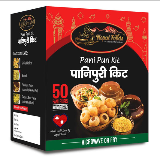 Pani Puri Kit (50 puri + Boondi + Sweet Pani + Spicy pani) – authentic Nepali product available in the UK